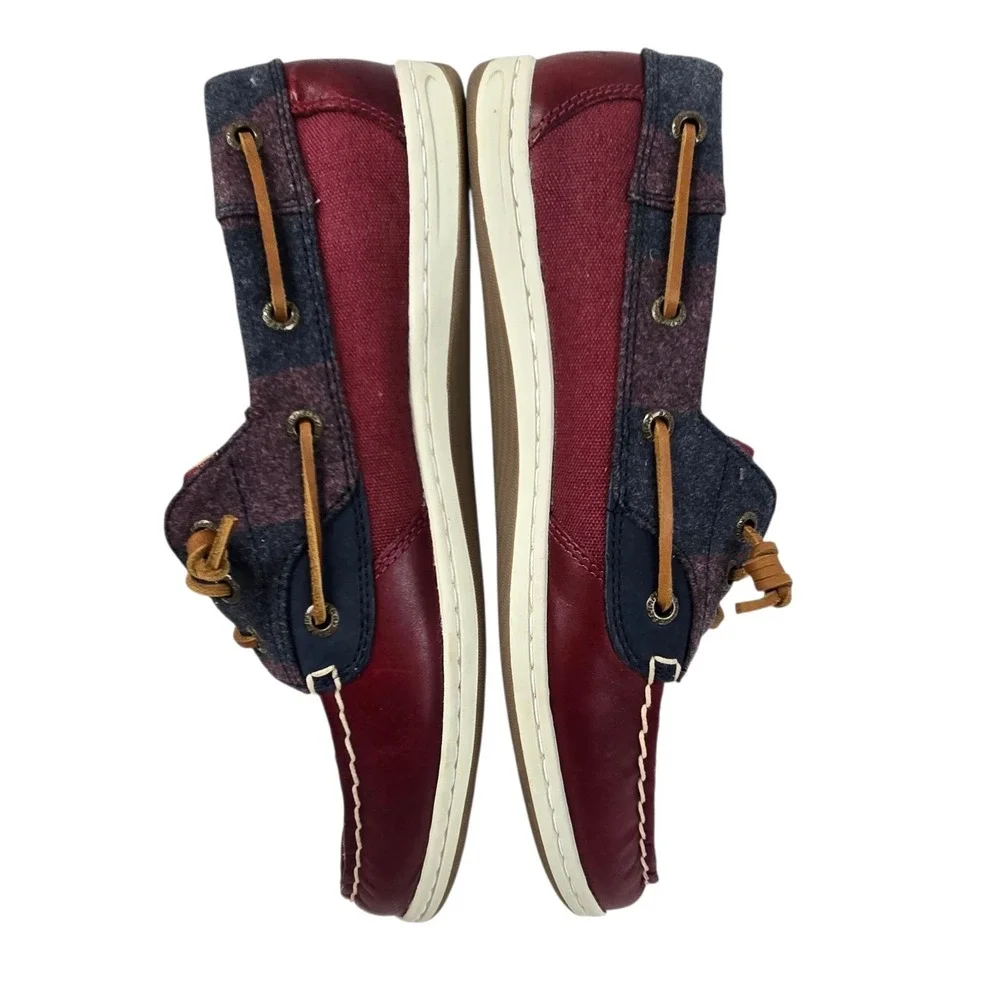 Sperry Songfish Varsity Wool Boat Shoe Women's 10 Maroon Navy 84410 NWOB